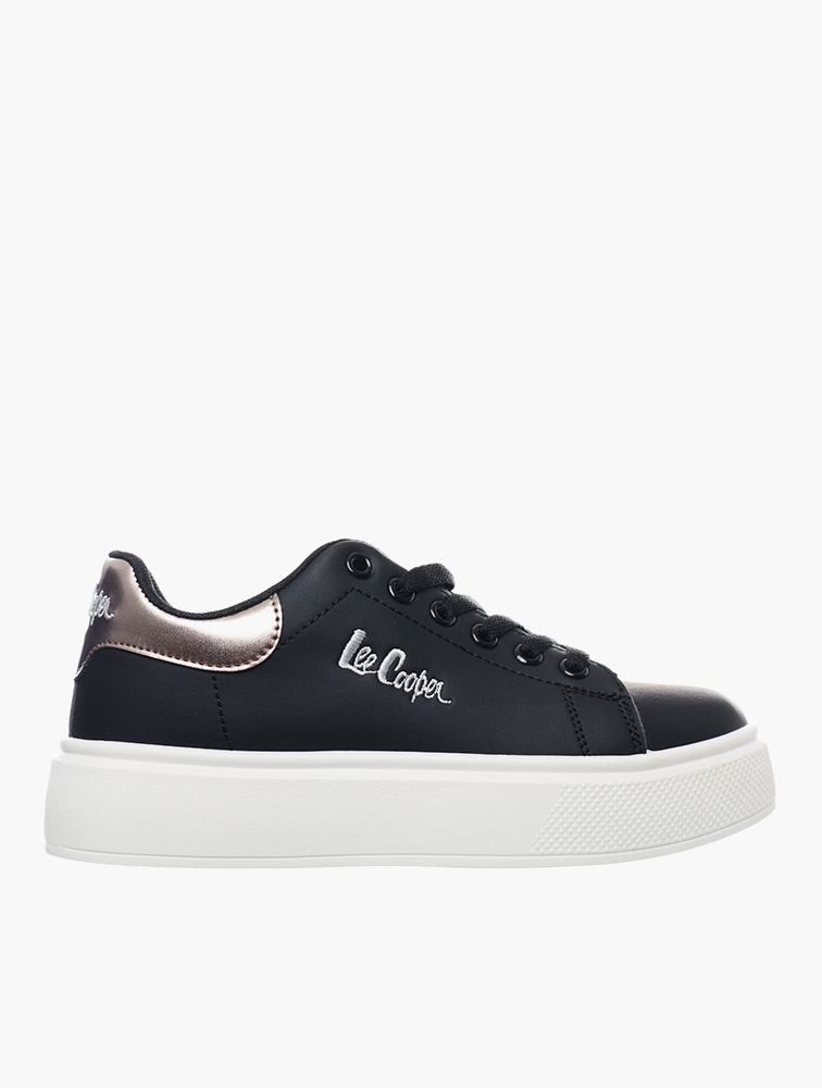 MyRunway | Shop Lee Cooper Black & Silver Bria Lace-Up Sneakers